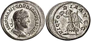 (238 d.C.). Gordiano II, africano. Denario. ... 