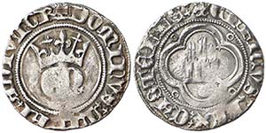 Enrique II (1368-1379). Coruña. Medio real. ... 