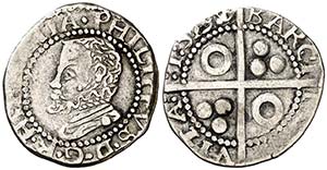 1596. Felipe II. Barcelona. 1/2 croat. (Cal. ... 