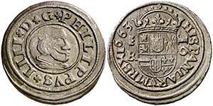 1663. Felipe IV. Segovia. . 16 maravedís. ... 