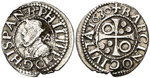 1630. Felipe IV. Barcelona. 1/2 croat. (Cal. ... 