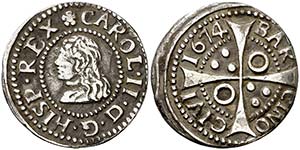 1674. Carlos II. Barcelona. 1 croat. (Cal. ... 