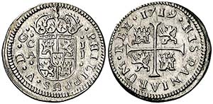 1719. Felipe V. Cuenca. JJ. 1/2 real. (Cal. ... 