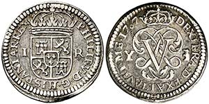 1707. Felipe V. Segovia. Y. 1 real. (Cal. ... 