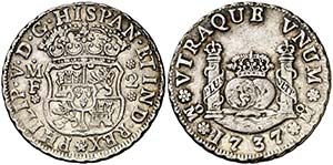 1737/6. Felipe V. México. MF. 2 reales. ... 
