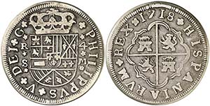 1718. Felipe V. Sevilla. M. 4 reales. (Cal. ... 