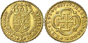 1719. Felipe V. Sevilla. J. 4 escudos. (Cal. ... 