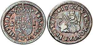 1747. Fernando VI. Segovia. 1 maravedí. ... 
