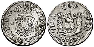 1755. Fernando VI. Lima. JD. 1/2 real. (Cal. ... 