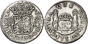 1751. Fernando VI. México. M. 2 reales. ... 