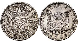 1755. Fernando VI. Lima. JM. 8 reales. (Cal. ... 
