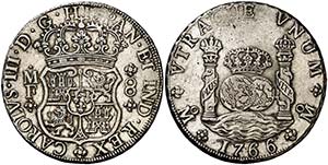 1766. Carlos III. México. MF. 8 reales. ... 