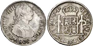 1806/5. Carlos IV. Santiago. FJ. 2 reales. ... 