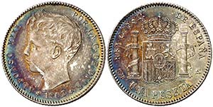 1902*1902. Alfonso XIII. SMV. 1 peseta. ... 