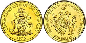 1975. Bahamas. Isabel II. 100 dólares. (Fr. ... 