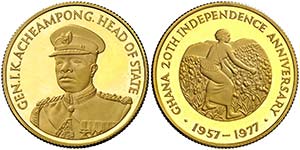 1977. Ghana. 2 libras. (Fr. falta) (Kr. UWC. ... 
