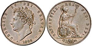 1826. Gran Bretaña. Jorge IV. 1/2 penique. ... 