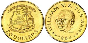 1964. Liberia. B (Berna). 20 dólares. (Fr. ... 