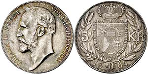 1904. Liechtenstein. Juan II. 5 coronas. ... 