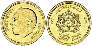 AH 1395/1975. Marruecos. Hassan II. 250 ... 