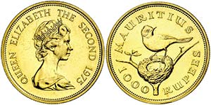 1975. Mauricio. Isabel II. 1000 rupias. (Fr. ... 