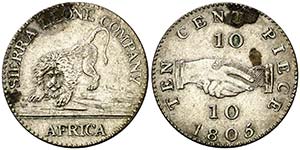 1805. Sierra Leona. 10 centavos. (Kr. 3). ... 