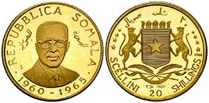 1965. Somalia. 20 chelines. (Fr. 4) (Kr. ... 
