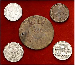 Lote de 5 monedas de la Guerra Civil, ... 