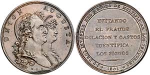 1801. Carlos IV. J. P. Droz, inventor del ... 