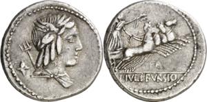 (hacia 85 a.C.). Gens Julia. Denario. (Bab. ... 
