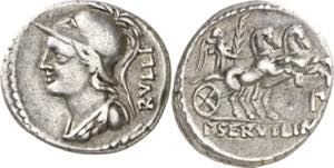 (hacia 100 a.C.). Gens Servilia. Denario. ... 