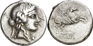 (hacia 90 a.C.). Gens Titia. Denario. (Bab. ... 