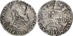 1566. Felipe II. Brujas. 1/5 de ecu. (Vti. ... 