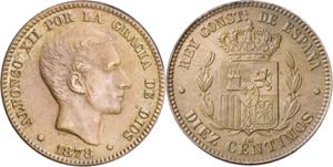 1878. Alfonso XII. Barcelona. OM. 10 ... 