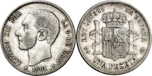 1881*--81. Alfonso XII. MSM. 1 peseta. (AC. ... 