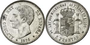 1876*1876. Alfonso XII. DEM. 5 pesetas. (AC. ... 