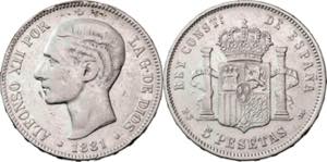 1881*1881. Alfonso XII. MSM. 5 pesetas. (AC. ... 