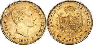 1878*1878. Alfonso XII. EMM. 25 pesetas. ... 