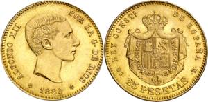 1880*1880. Alfonso XII. MSM. 25 pesetas. ... 