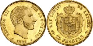 1881*1881. Alfonso XII. MSM. 25 pesetas. ... 
