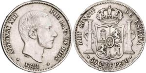 1881. Alfonso XII. Manila. 50 centavos. (AC. ... 