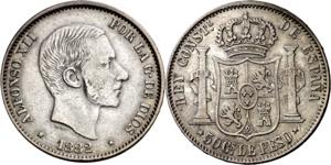 1882. Alfonso XII. Manila. 50 centavos. (AC. ... 