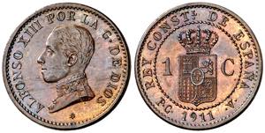 1911*1. Alfonso XIII. PCV. 1 céntimo. (AC. ... 