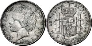 1894*1894. Alfonso XIII. PGV. 2 pesetas. ... 