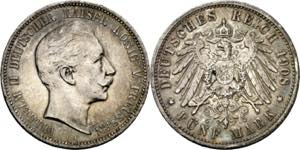 Alemania. 1908. Guillermo II. A (Berlín). 5 ... 