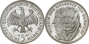 Alemania. 1967. F (Stuttgart). 5 marcos. ... 