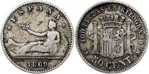 1869*69. Gobierno Provisional. SNM. 50 ... 
