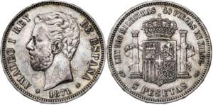 1871*1871. Amadeo I. SDM. 5 pesetas. (AC. ... 