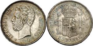 1871*1871. Amadeo I. SDM. 5 pesetas. (AC. ... 