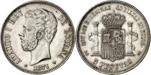 1871*1875. Amadeo I. DEM. 5 pesetas. (AC. ... 